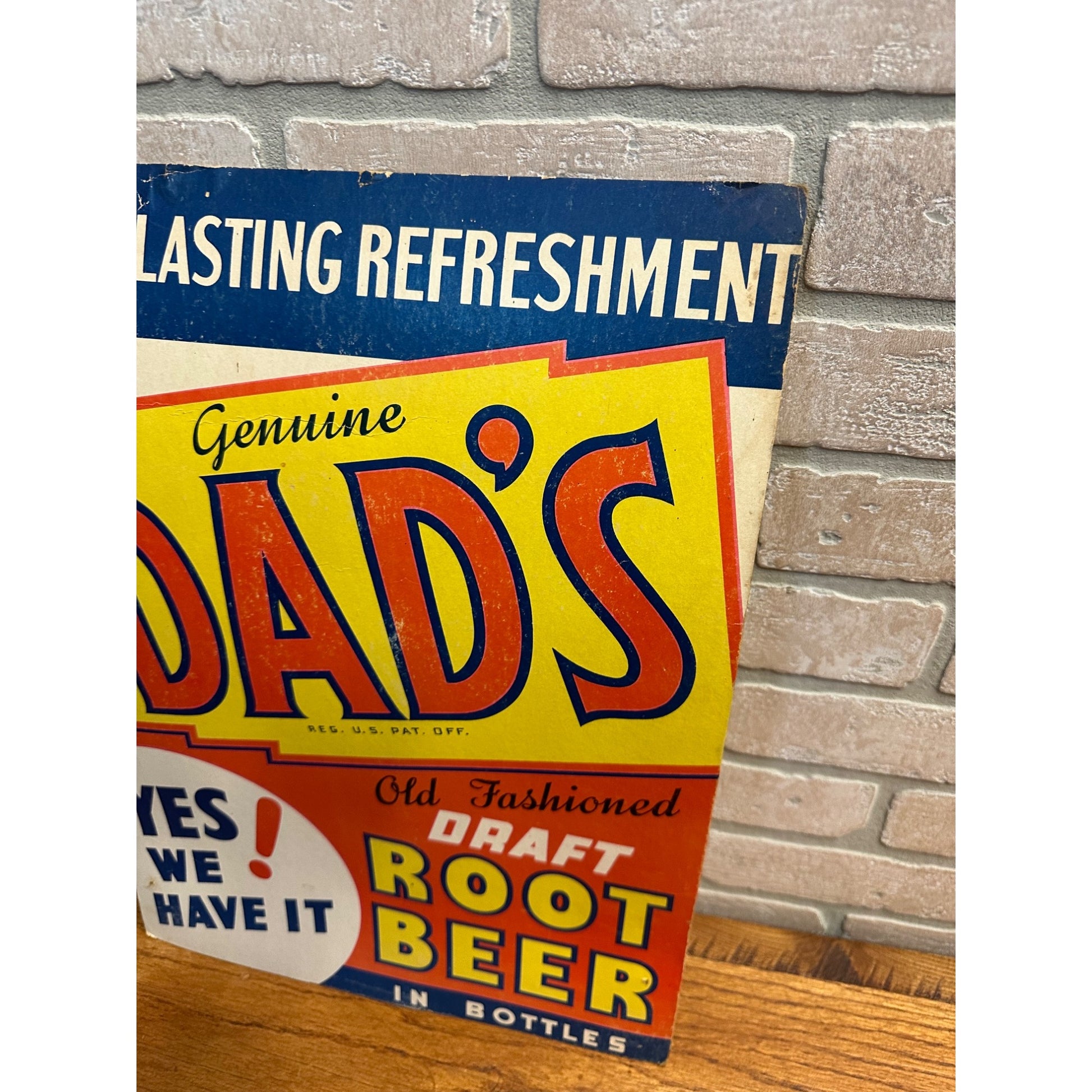 Vintage 1950s Dad's Root Beer Cardstock Litho Advertising Store Sign