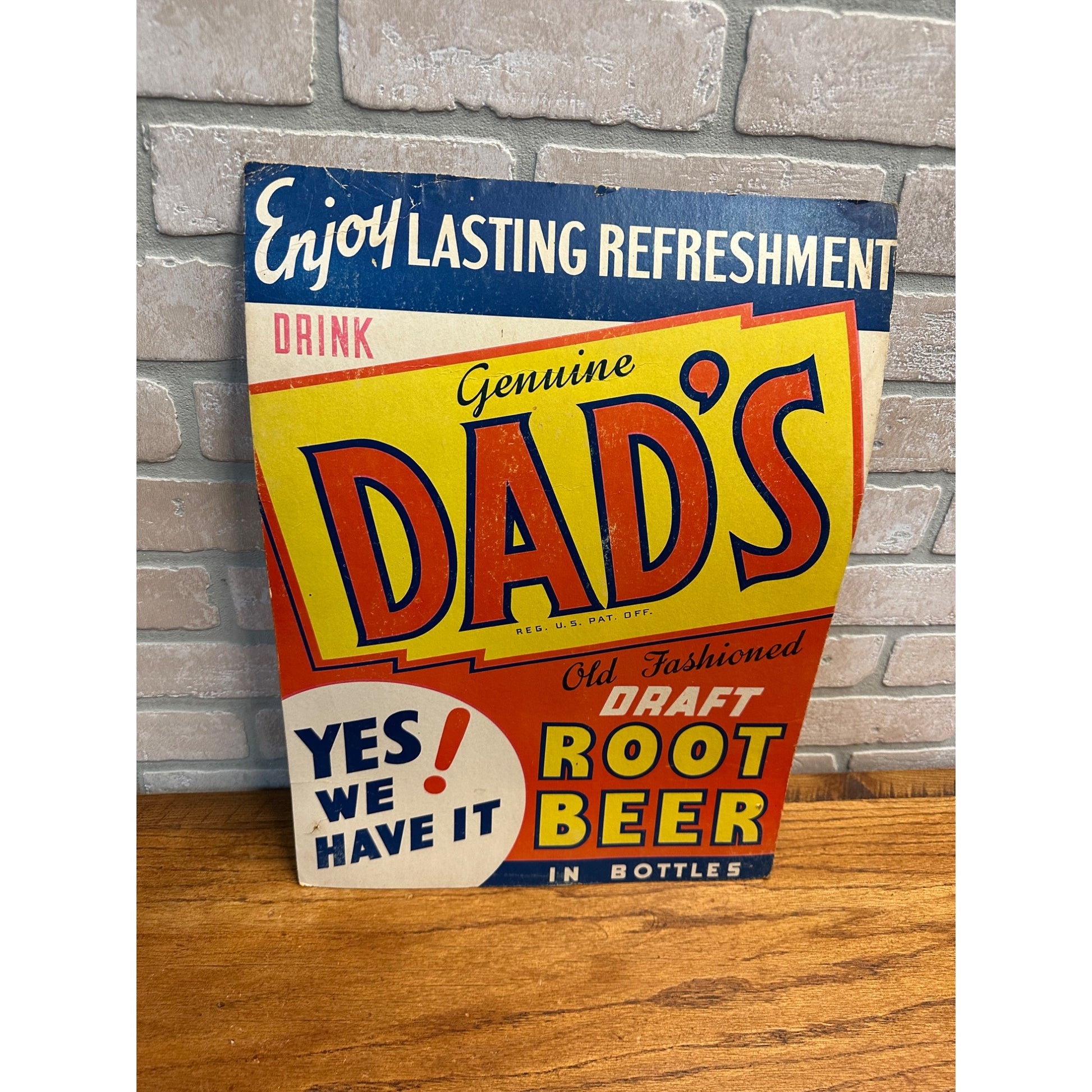 Vintage 1950s Dad's Root Beer Cardstock Litho Advertising Store Sign