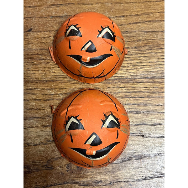 RARE Vintage Halloween 2pc Candy Container JOL Jack o'Lantern Pressed Cardboard