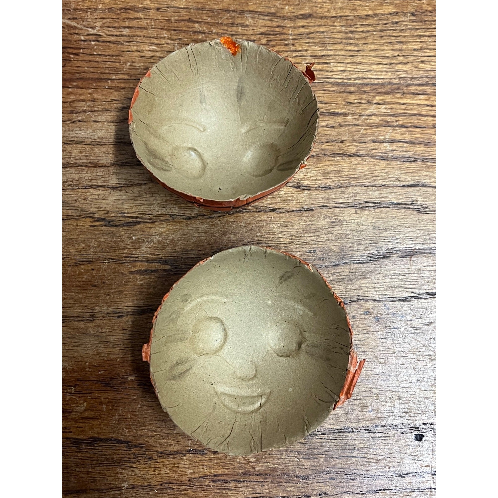 RARE Vintage Halloween 2pc Candy Container JOL Jack o'Lantern Pressed Cardboard