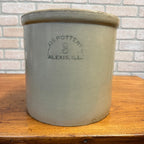 Antique Alexis Pottery 3 Gallon Stoneware Crock Illinois Primitive