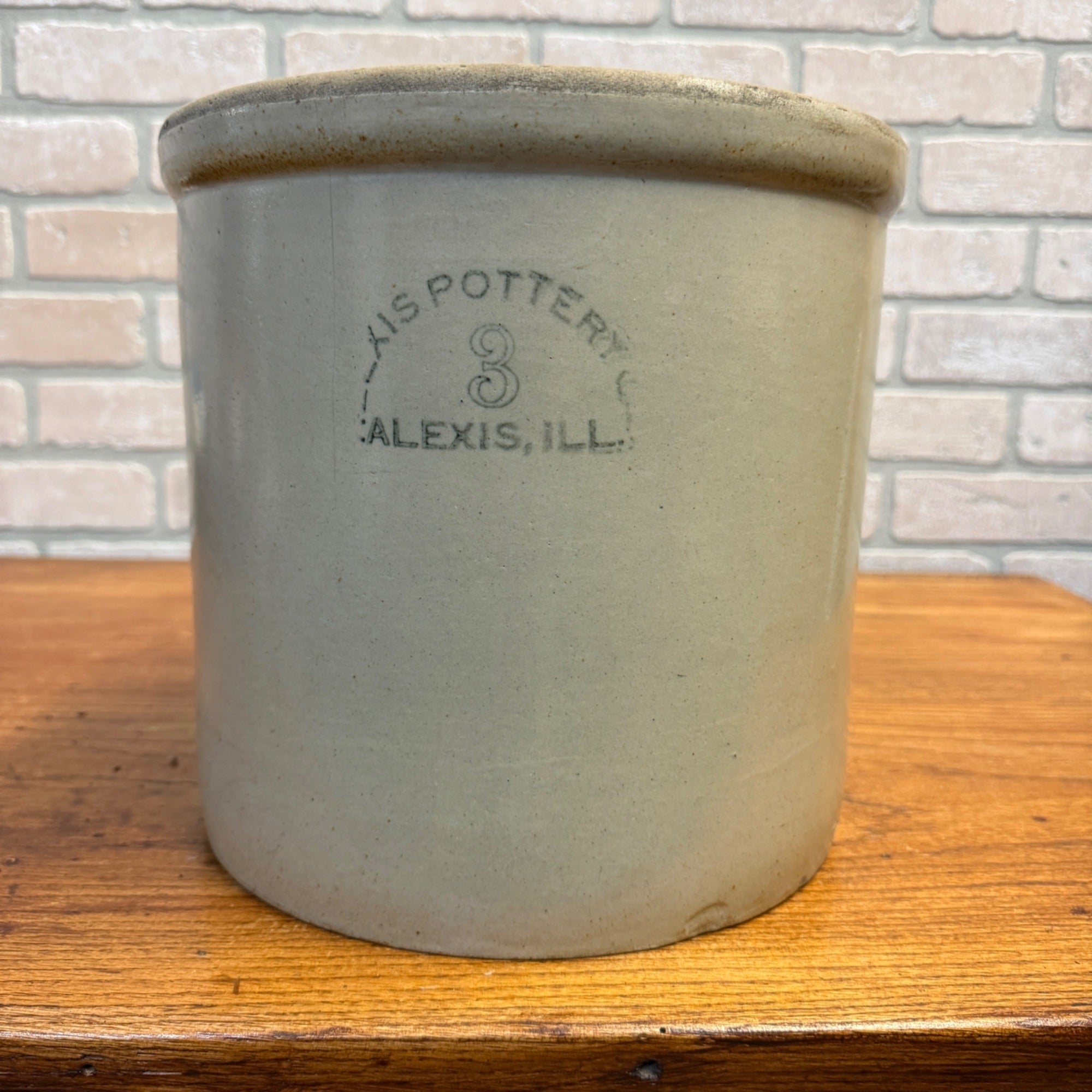 Antique Alexis Pottery 3 Gallon Stoneware Crock Illinois Primitive