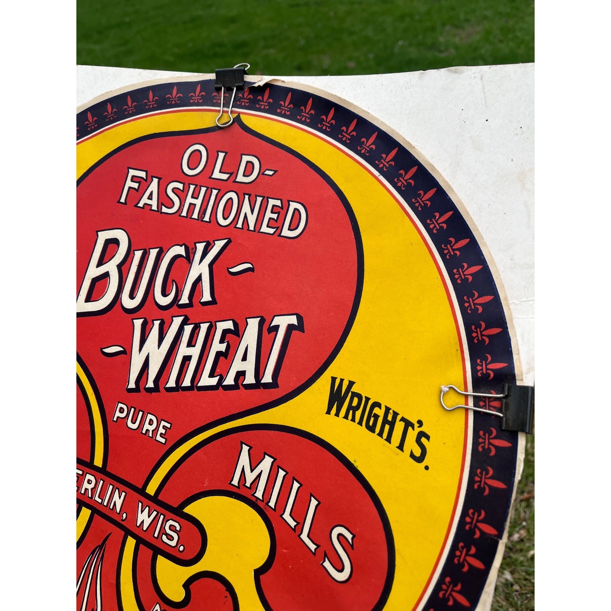 Vintage Early 1900s Buckwheat Flour Wright's Mills Berlin Wisconsin Wis WI Label
