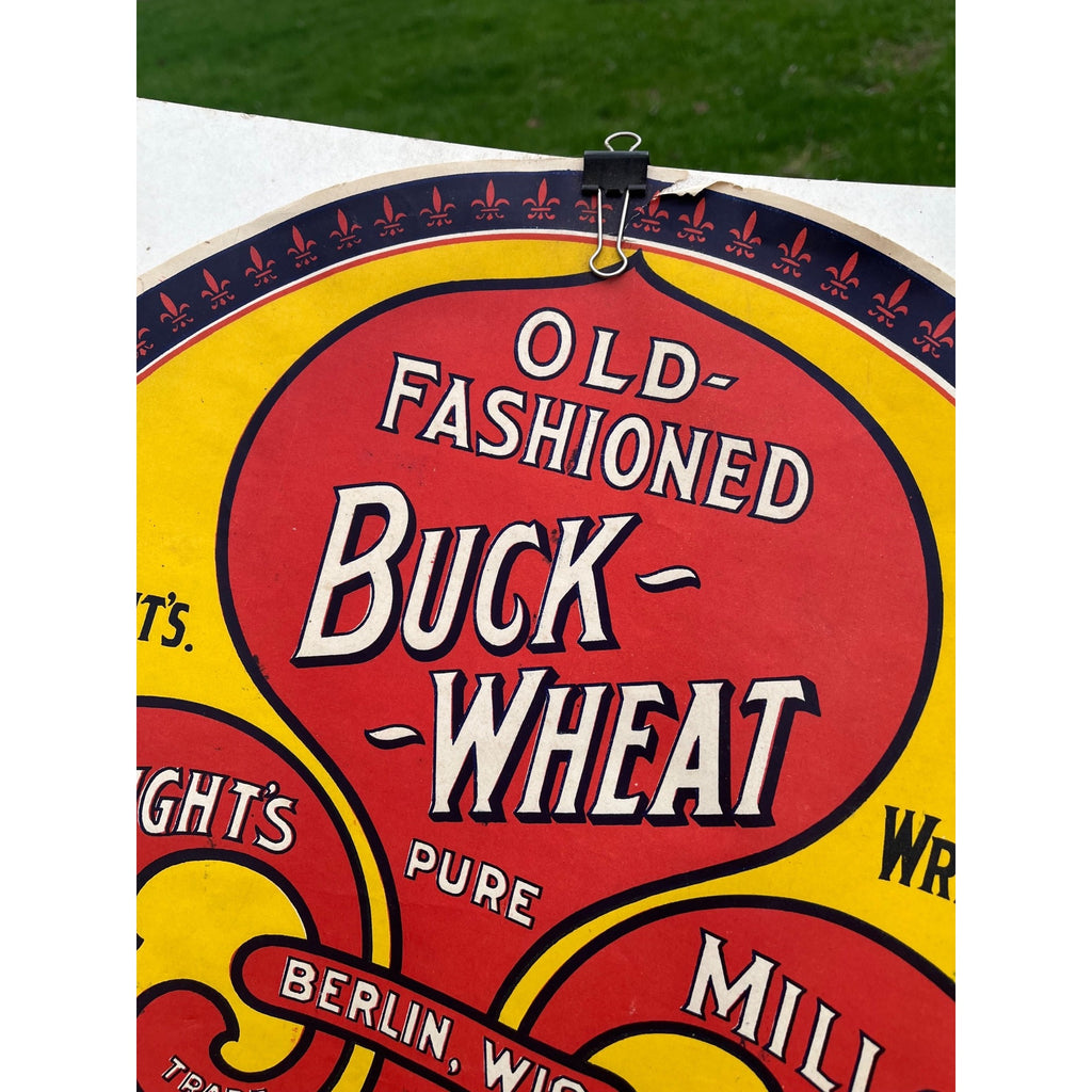 Vintage Early 1900s Buckwheat Flour Wright's Mills Berlin Wisconsin Wis WI Label