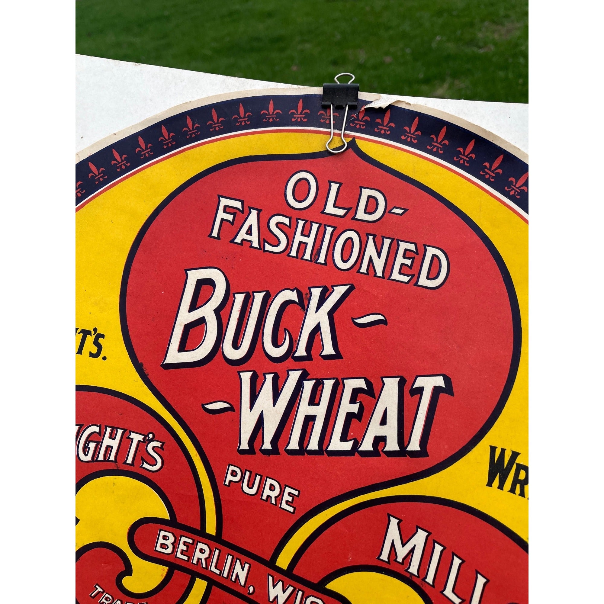 Vintage Early 1900s Buckwheat Flour Wright's Mills Berlin Wisconsin Wis WI Label