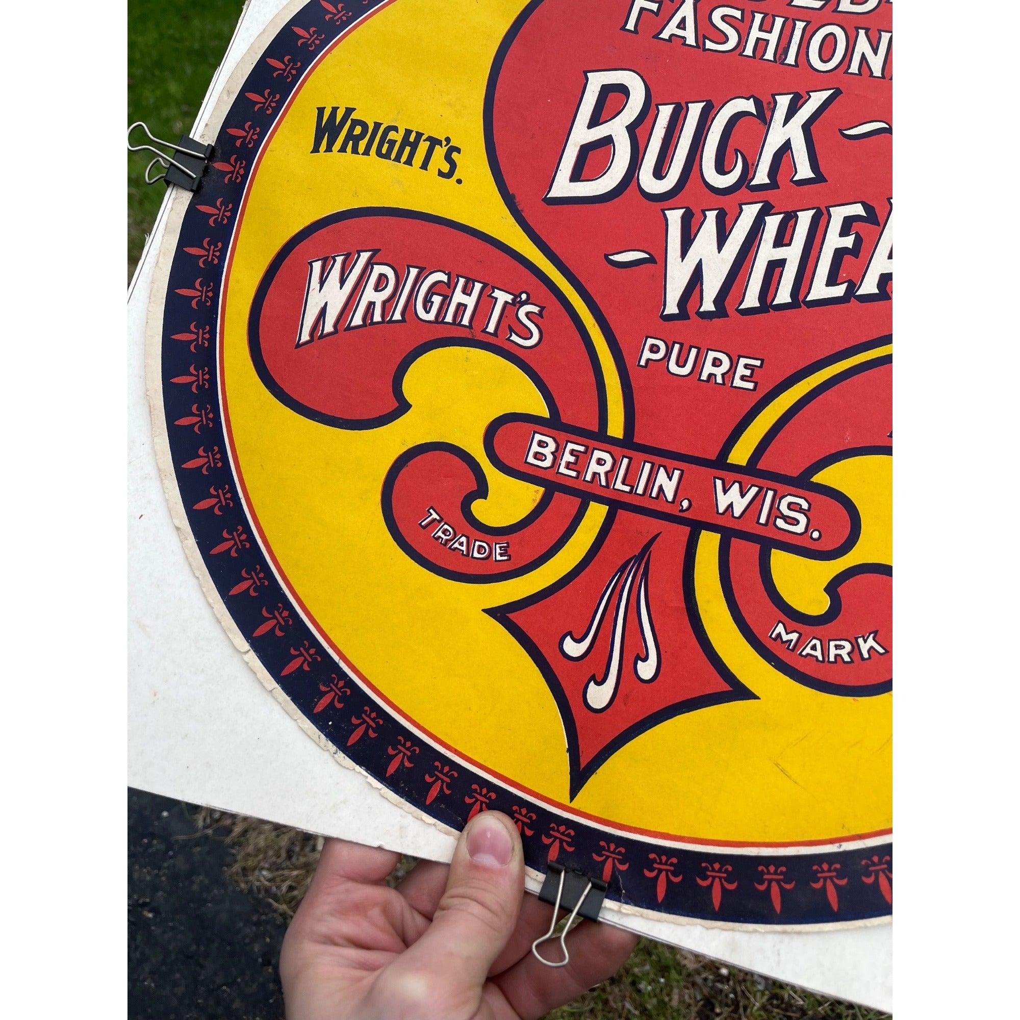 Vintage Early 1900s Buckwheat Flour Wright's Mills Berlin Wisconsin Wis WI Label