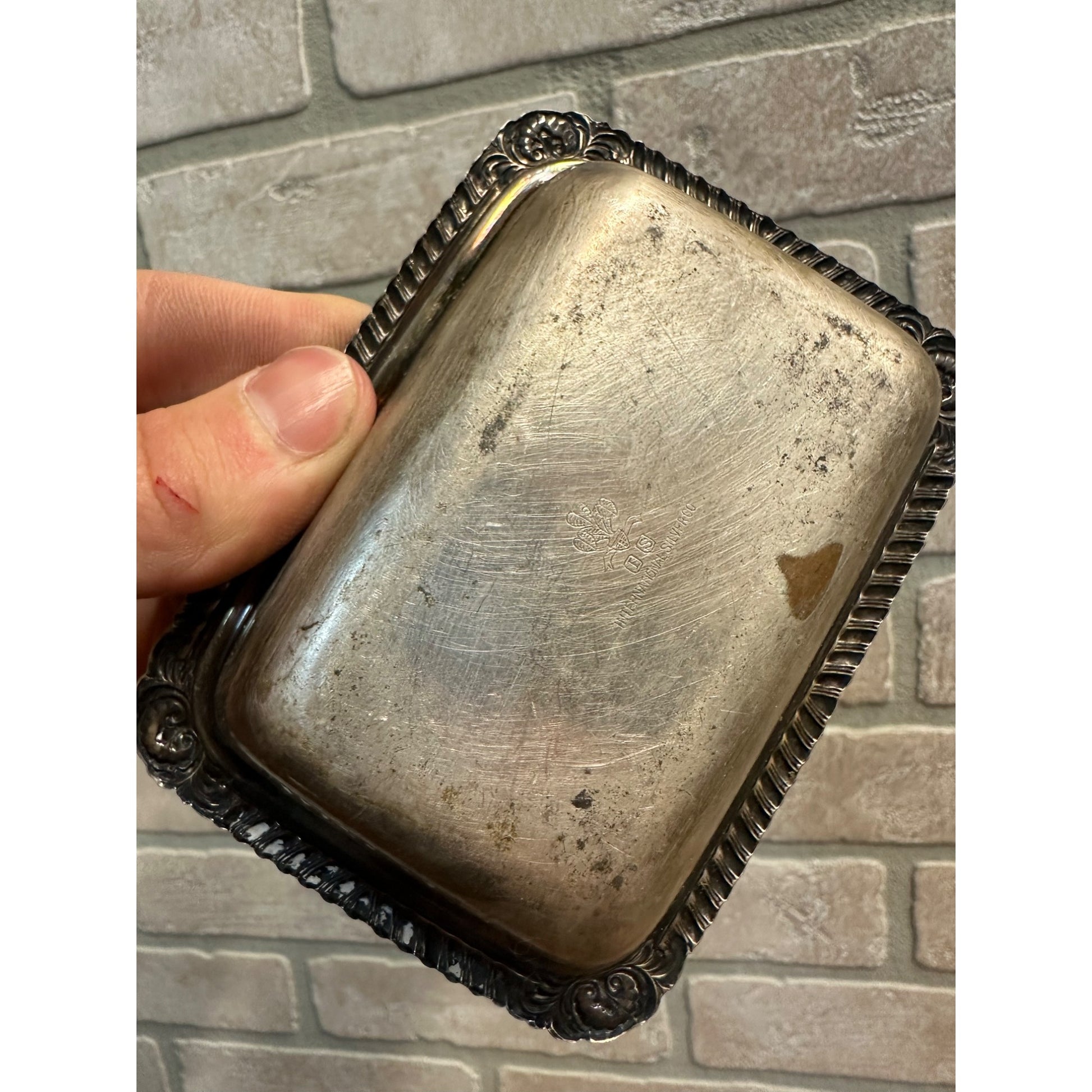 Miniature Silverplate Covered Butter Dish International Silver Co. Individual