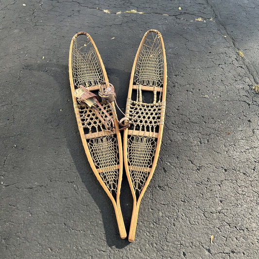 Vintage WW2 Era Long Rustic Snow Shoes Winter Decor