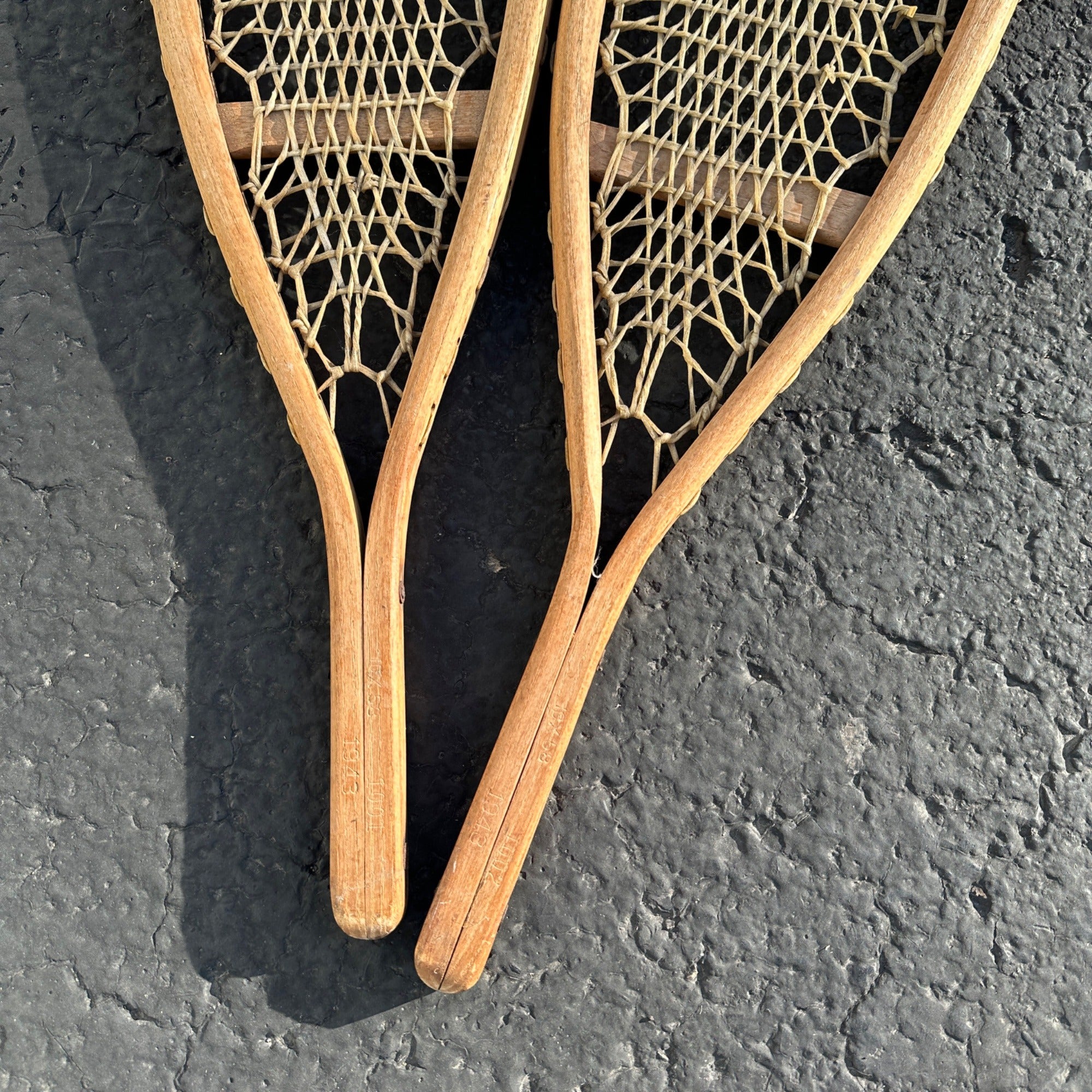 Vintage WW2 Era Long Rustic Snow Shoes Winter Decor