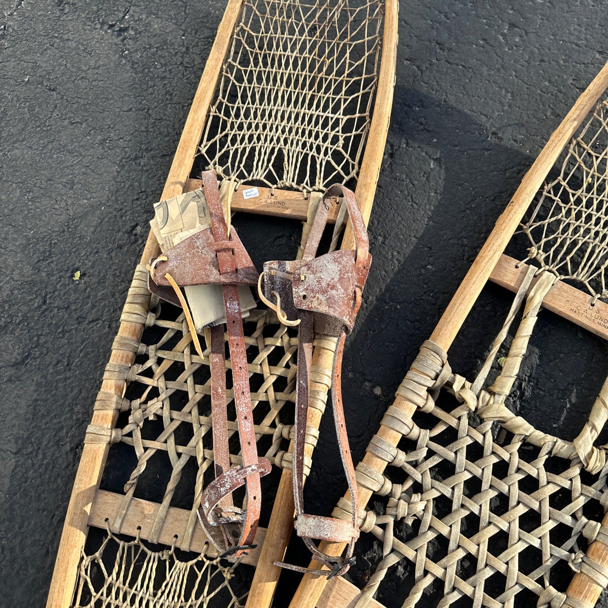 Vintage WW2 Era Long Rustic Snow Shoes Winter Decor