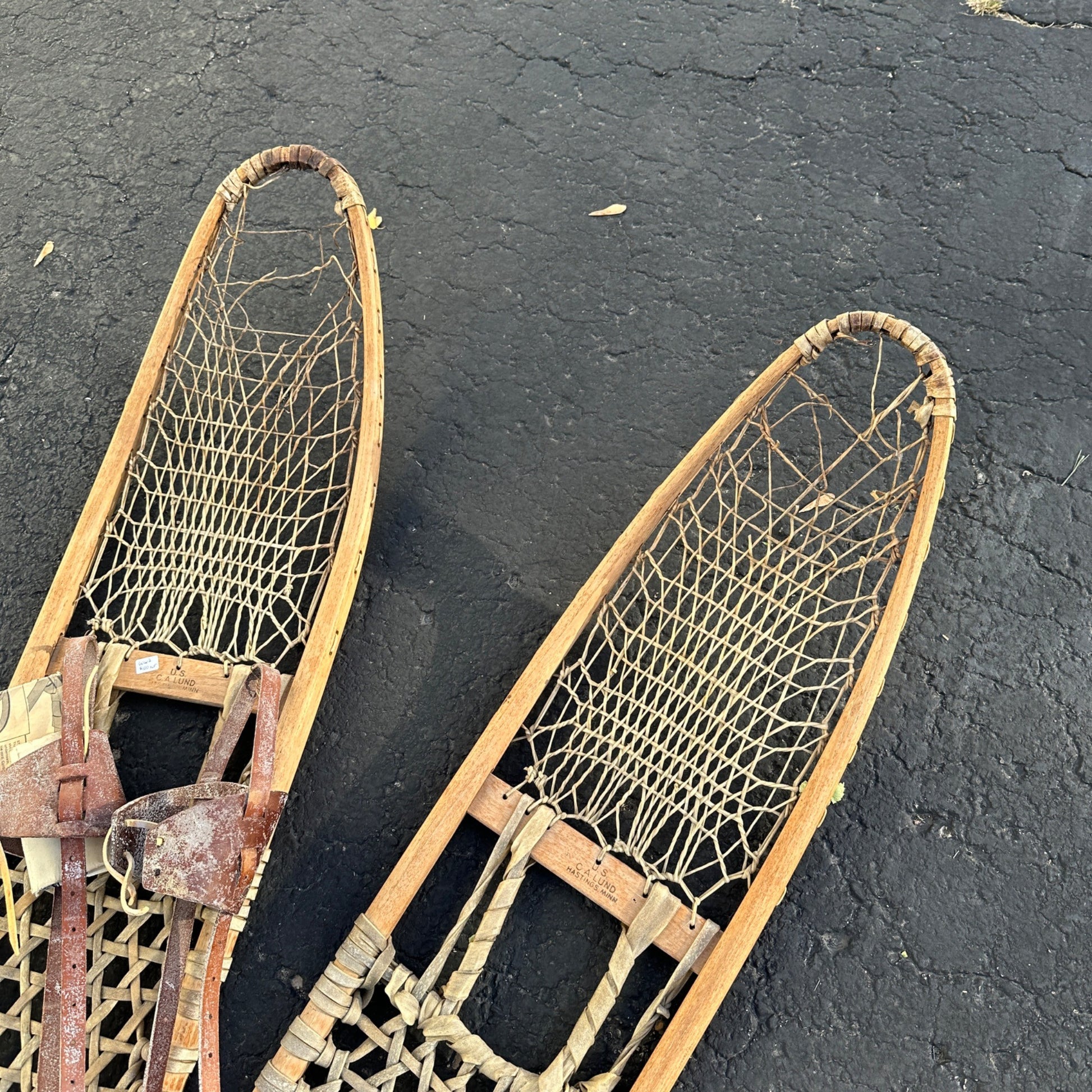 Vintage WW2 Era Long Rustic Snow Shoes Winter Decor