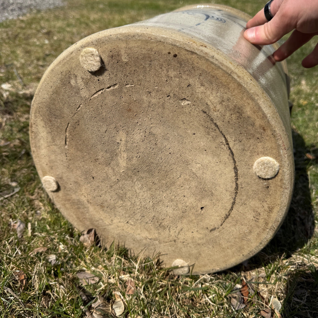 1800s Antique 4 Gallon Salt Glaze Stoneware Red Wing Beesting Target  Crock Cobalt Decorated