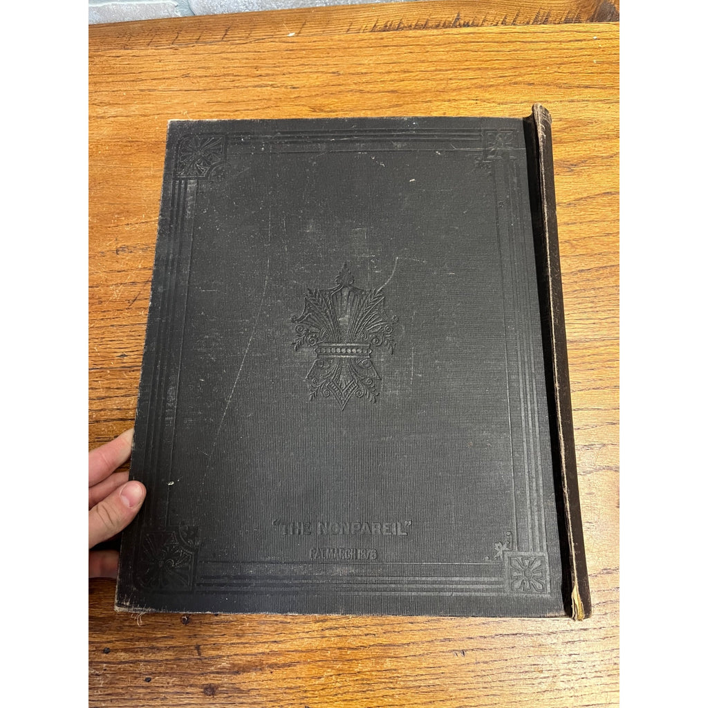 Antique 1880s Halloween Victorian Scrap Book Cover Only Owl Bat Moon Girl