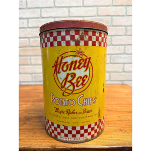 RARE Vintage 1940's-50's HONEY BEE POTATO CHIPS Tin Chicago, IL Advertising