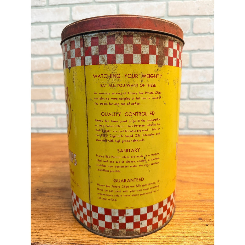 RARE Vintage 1940's-50's HONEY BEE POTATO CHIPS Tin Chicago, IL Advertising