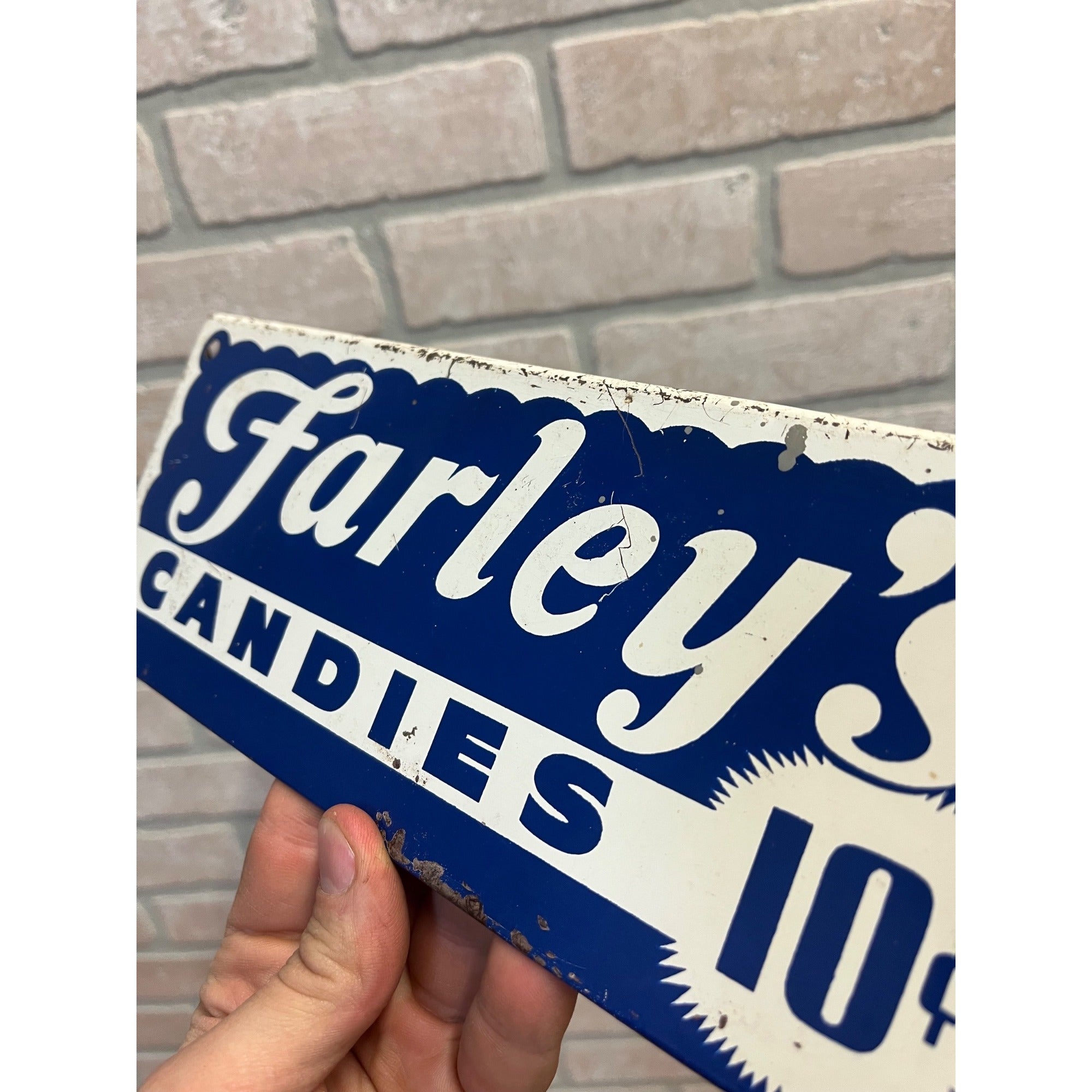 Vintage 1950s Farley's Candies Candy Store Advertising Rack Metal Sign