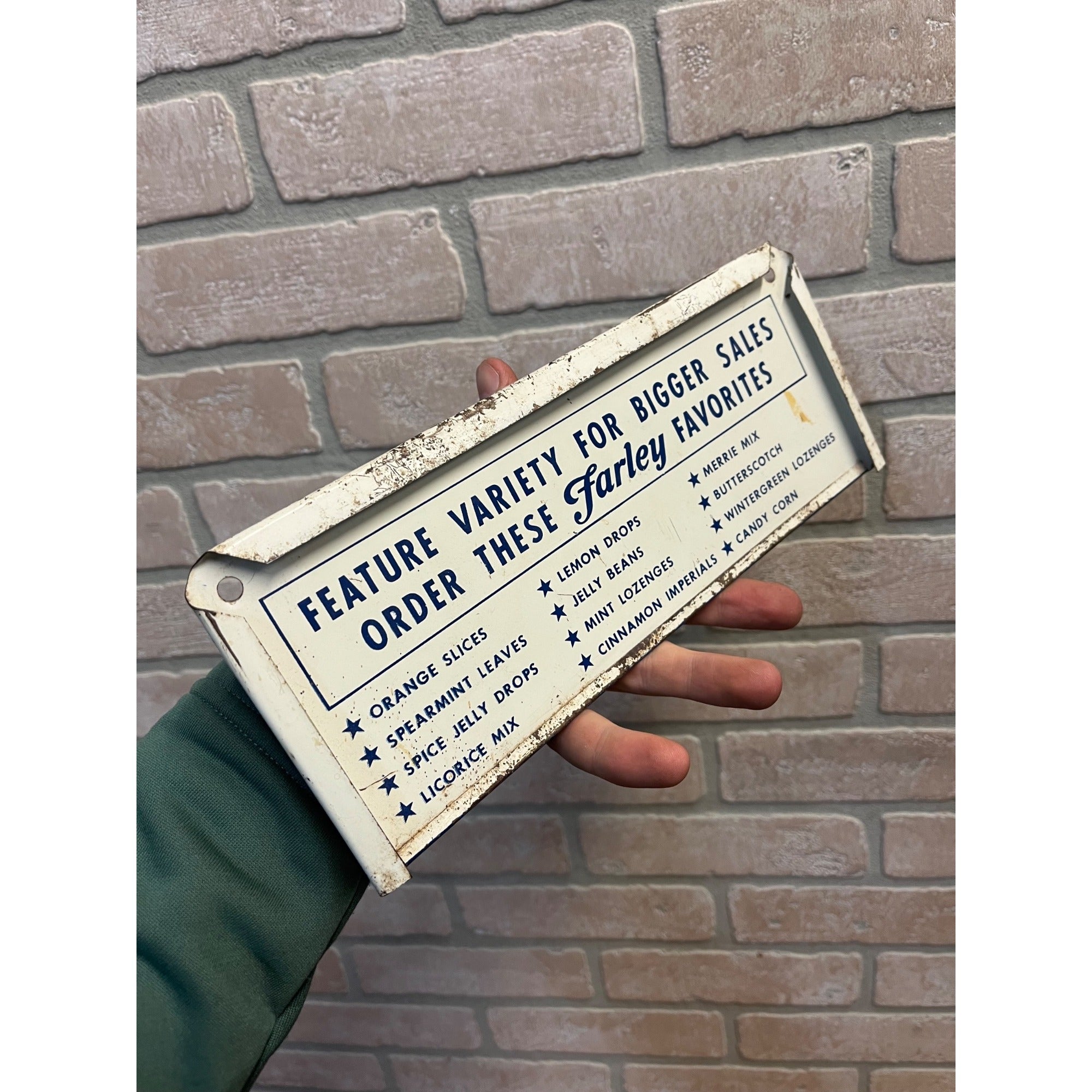 Vintage 1950s Farley's Candies Candy Store Advertising Rack Metal Sign