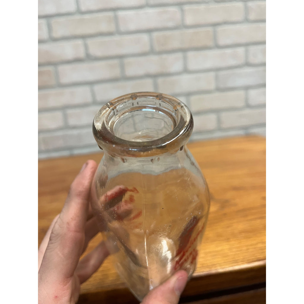 Vintage Red Pyro Pint Milk Bottle Lakeland Dairy Iron Mountain, Mich