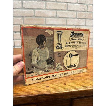 Vintage 1920s Thompsons Malted Milk Hand Electric Mixer Box Top Only Sign Advertising