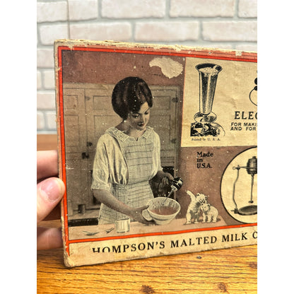 Vintage 1920s Thompsons Malted Milk Hand Electric Mixer Box Top Only Sign Advertising