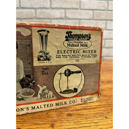 Vintage 1920s Thompsons Malted Milk Hand Electric Mixer Box Top Only Sign Advertising