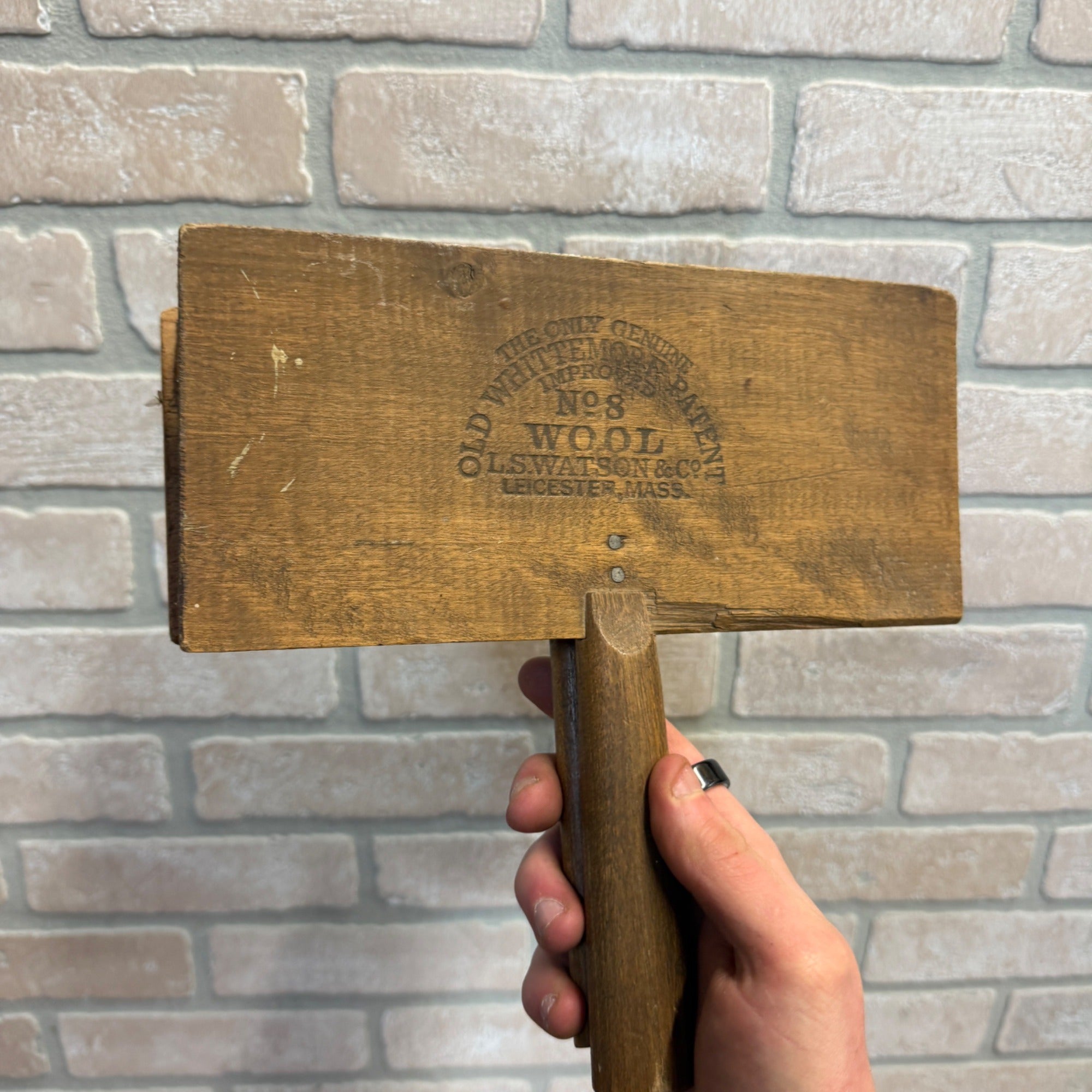 Antique Whittemore Wool Carder Wood Tool Primitive Farmhouse Tool