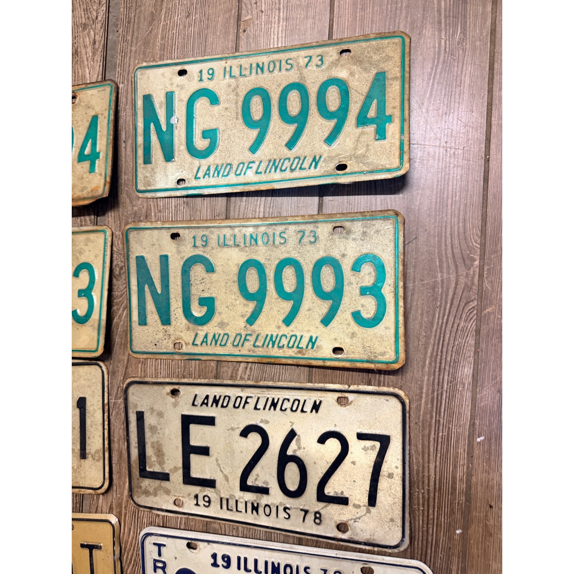 Vintage Large Lot (9) Illinois License Plates 1970s-1980s Land of Lincoln Motto