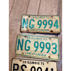 Vintage Large Lot (9) Illinois License Plates 1970s-1980s Land of Lincoln Motto
