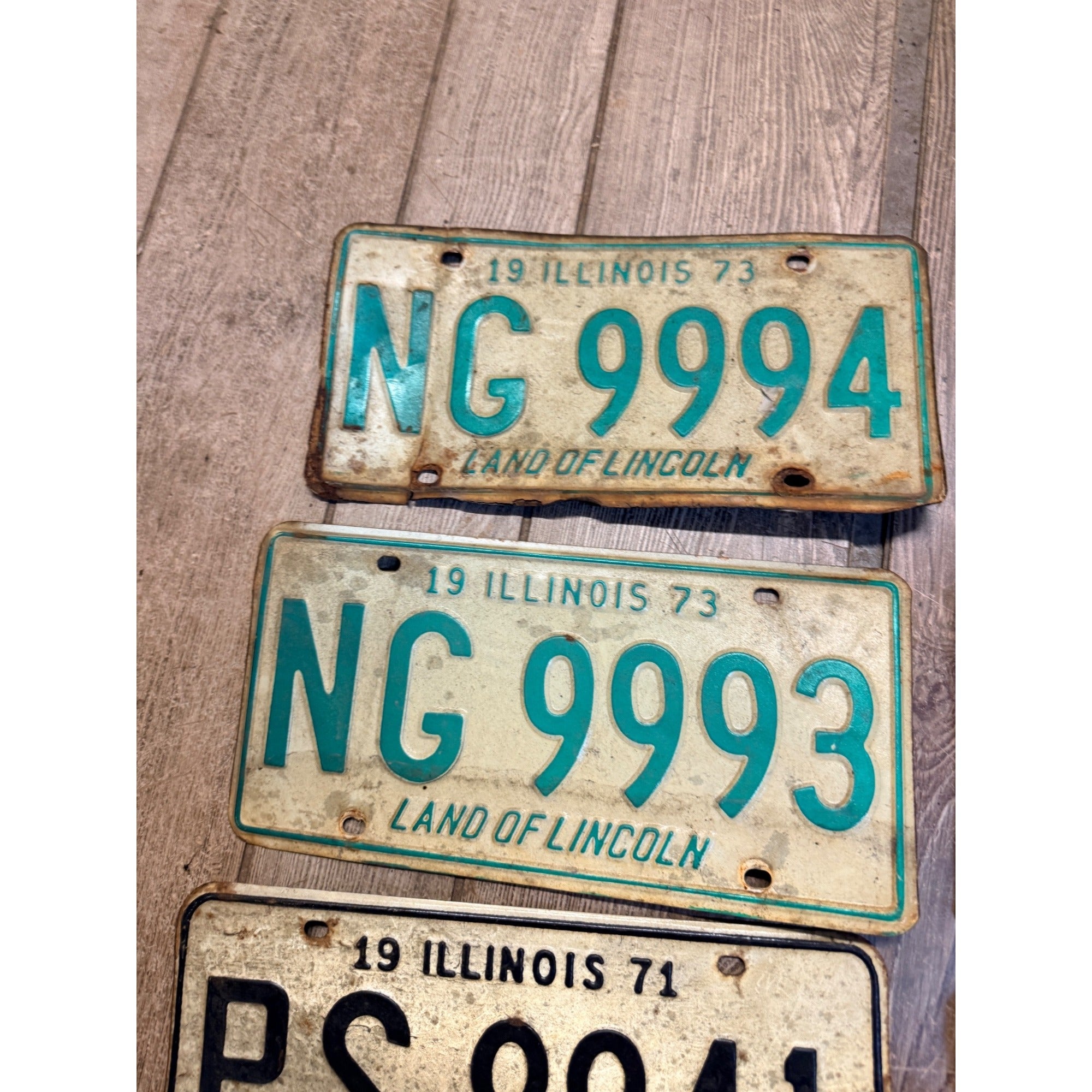 Vintage Large Lot (9) Illinois License Plates 1970s-1980s Land of Lincoln Motto
