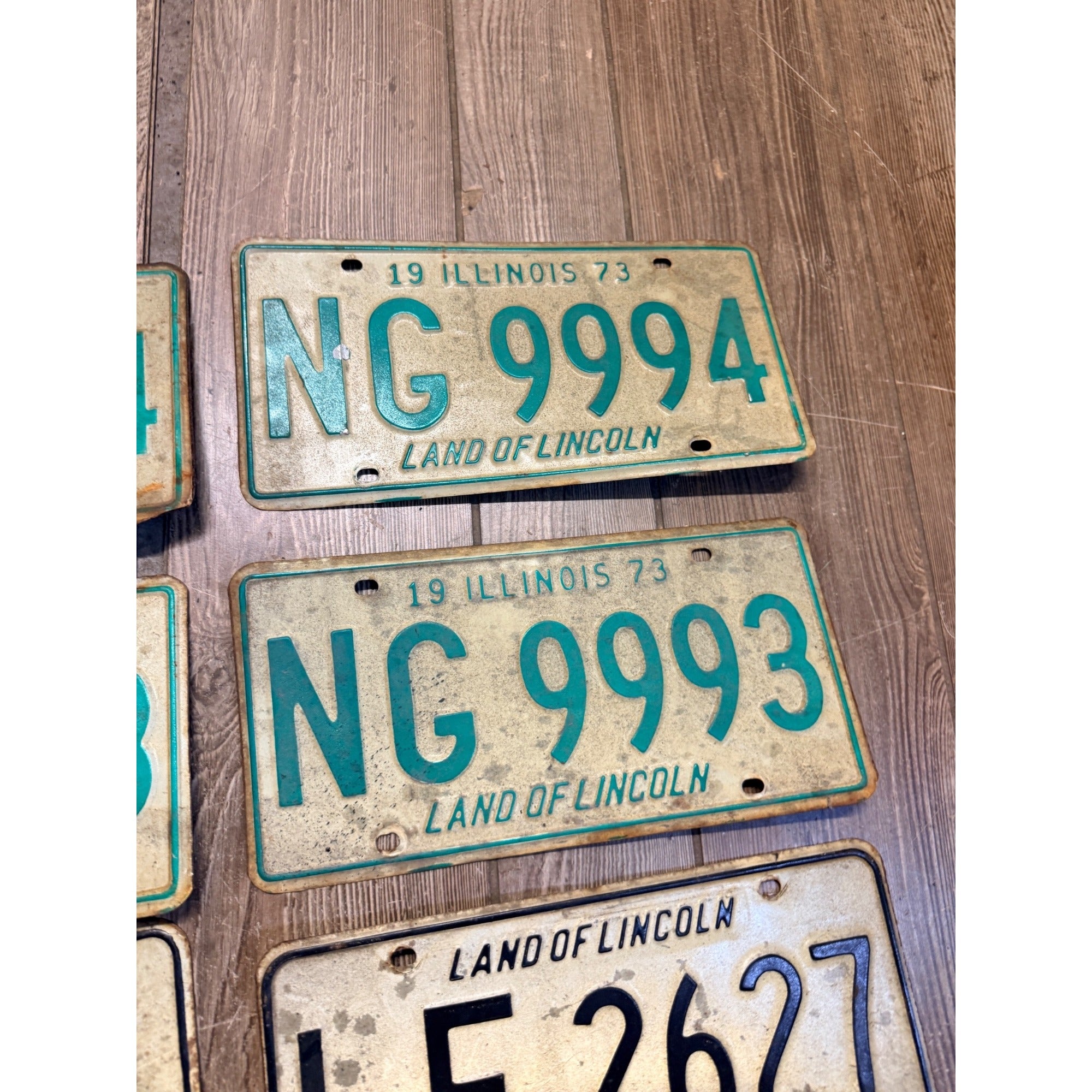 Vintage Large Lot (9) Illinois License Plates 1970s-1980s Land of Lincoln Motto
