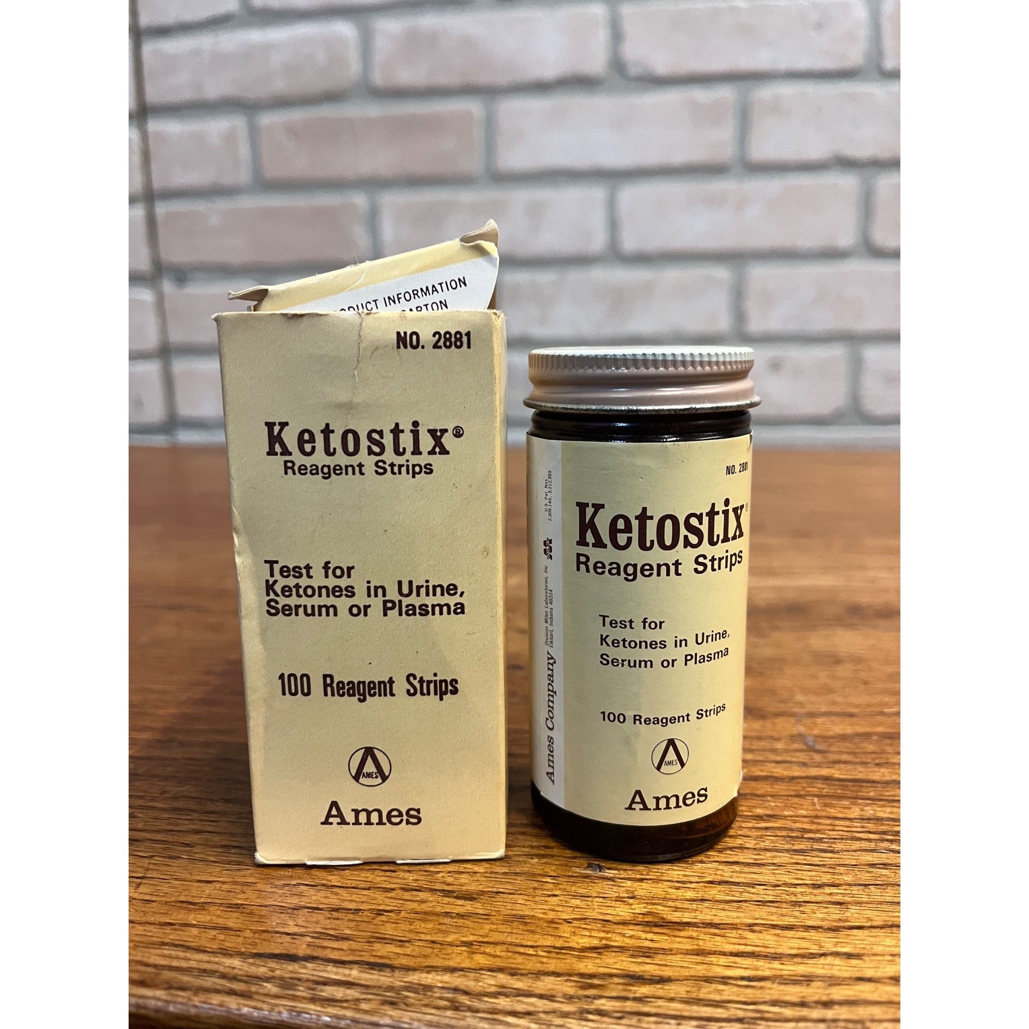 Vintage 1970s Ketostix Reagent Strips NOS Medicine Bottle w/ Box Ames Company