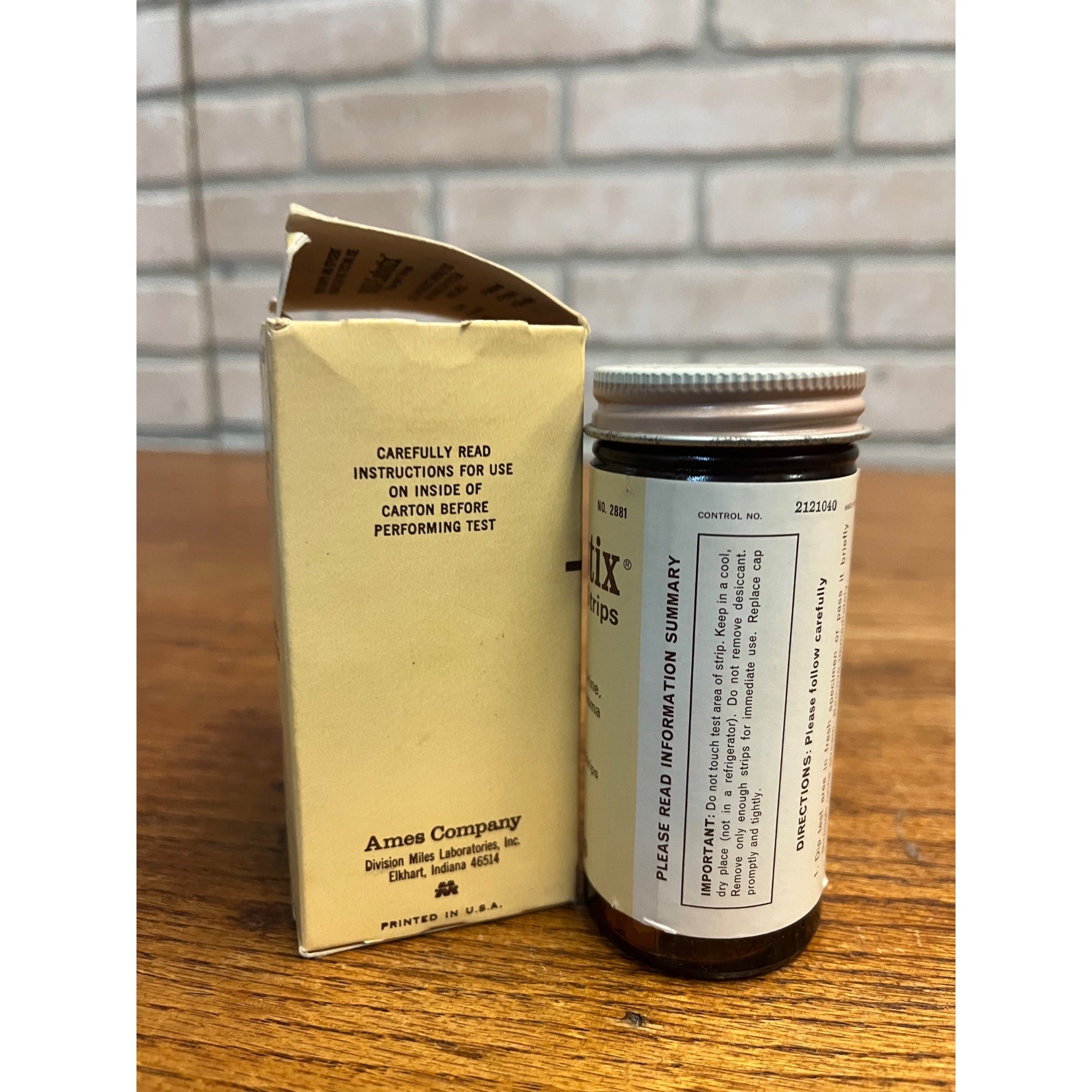 Vintage 1970s Ketostix Reagent Strips NOS Medicine Bottle w/ Box Ames Company