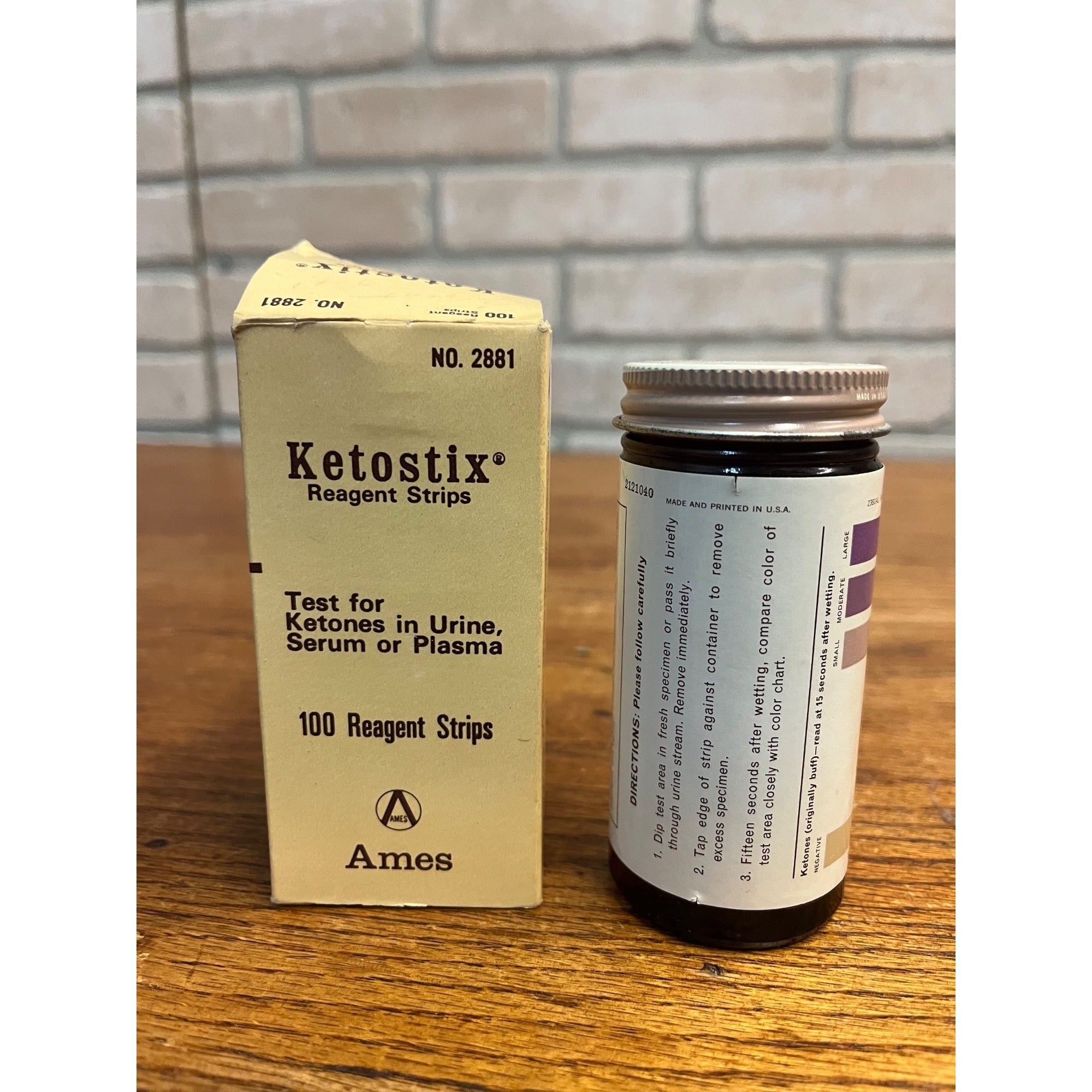 Vintage 1970s Ketostix Reagent Strips NOS Medicine Bottle w/ Box Ames Company