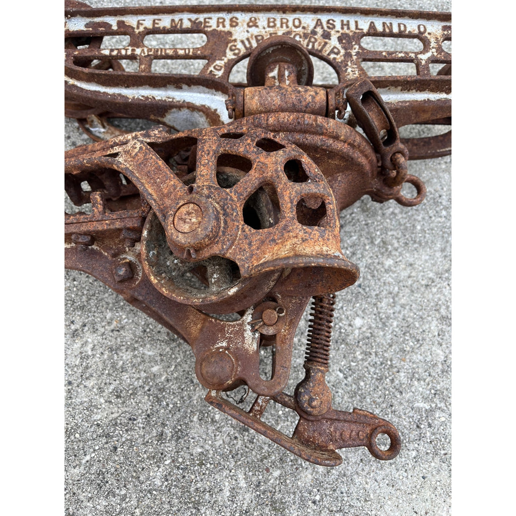 RARE Antique F.E. Myers Sure Grip Cast Iron Farm Hay Trolley Barn Equipment