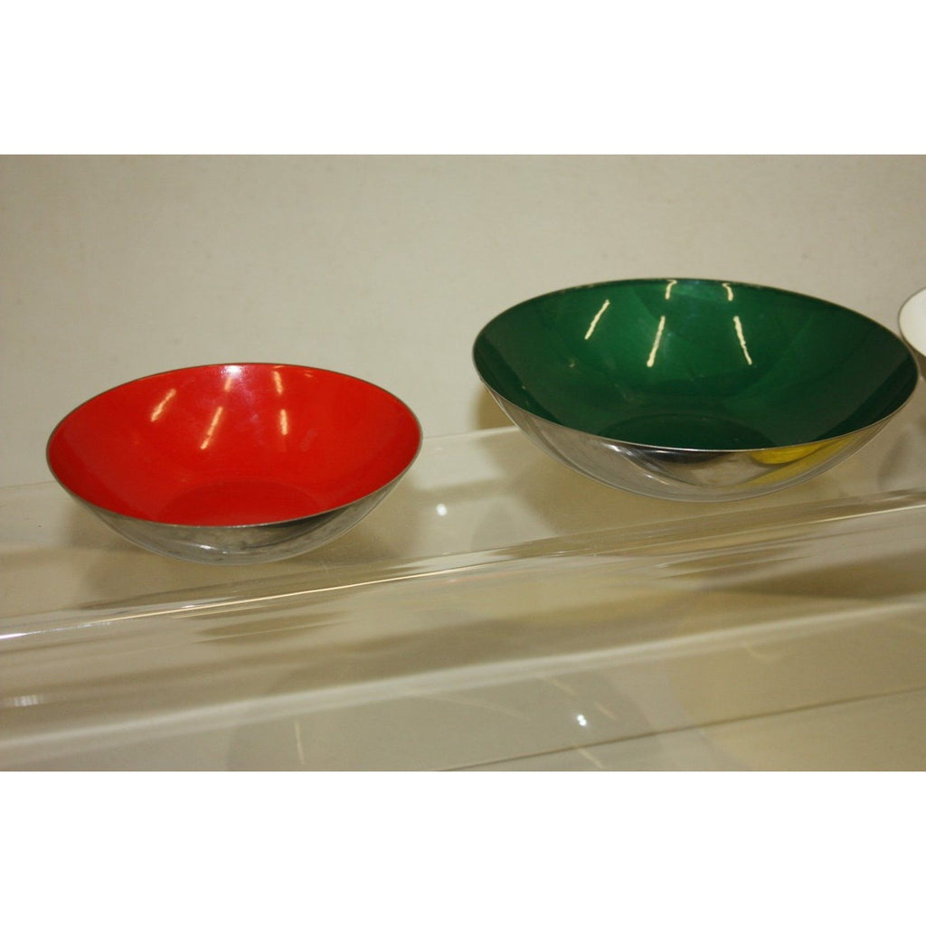 Vintage MCM Cathrineholm Stainless Enamel Plates, & Bowls Norway Lot (6)