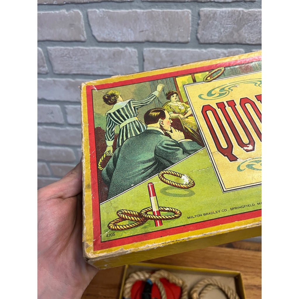 Vintage c1930s Quoits Ring Toss Game w/ Original Box - MIlton Bradley