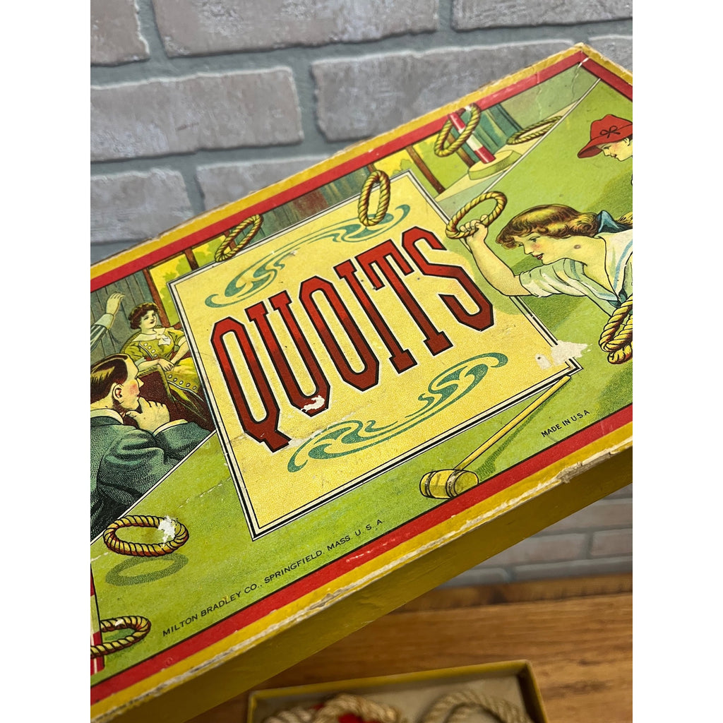 Vintage c1930s Quoits Ring Toss Game w/ Original Box - MIlton Bradley