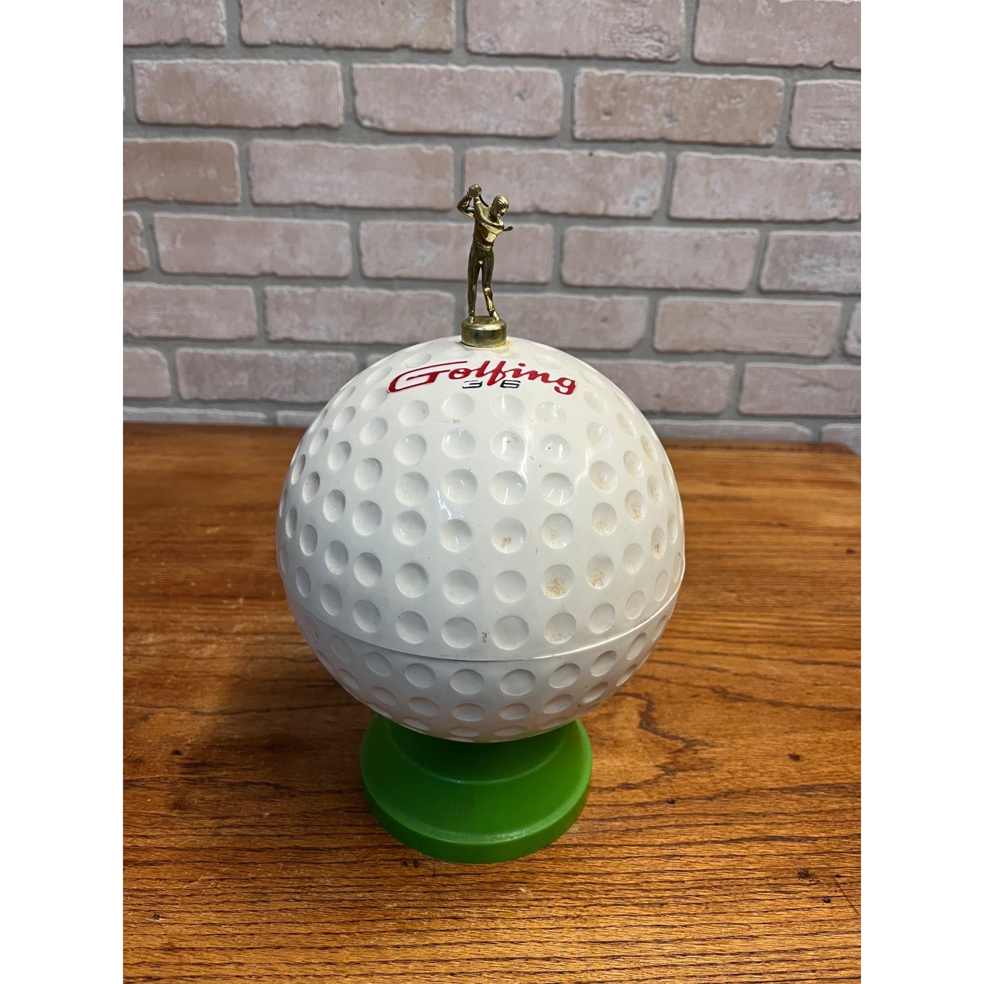Vintage 1960s Golfing Golf Ball Ice Bucket 36 Kitchy MCM Barware Golfer