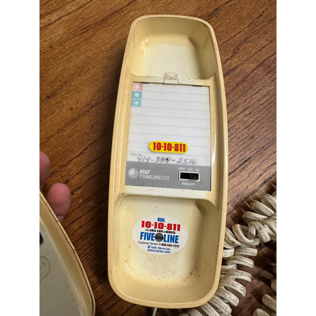 Vtg AT&T Trimline 210 Telephone 1988 Push Button Ivory Desk/Wall Mount Untested