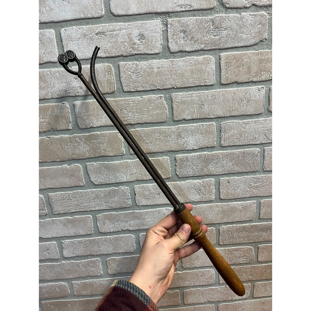 Antique Victorian Chandelier Gas Lamp Lighter Wood Handle 21" Stamped w/ Stars