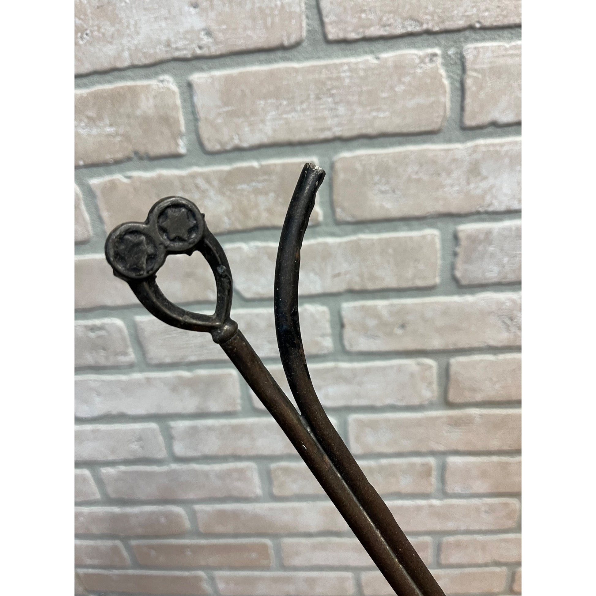 Antique Victorian Chandelier Gas Lamp Lighter Wood Handle 21" Stamped w/ Stars