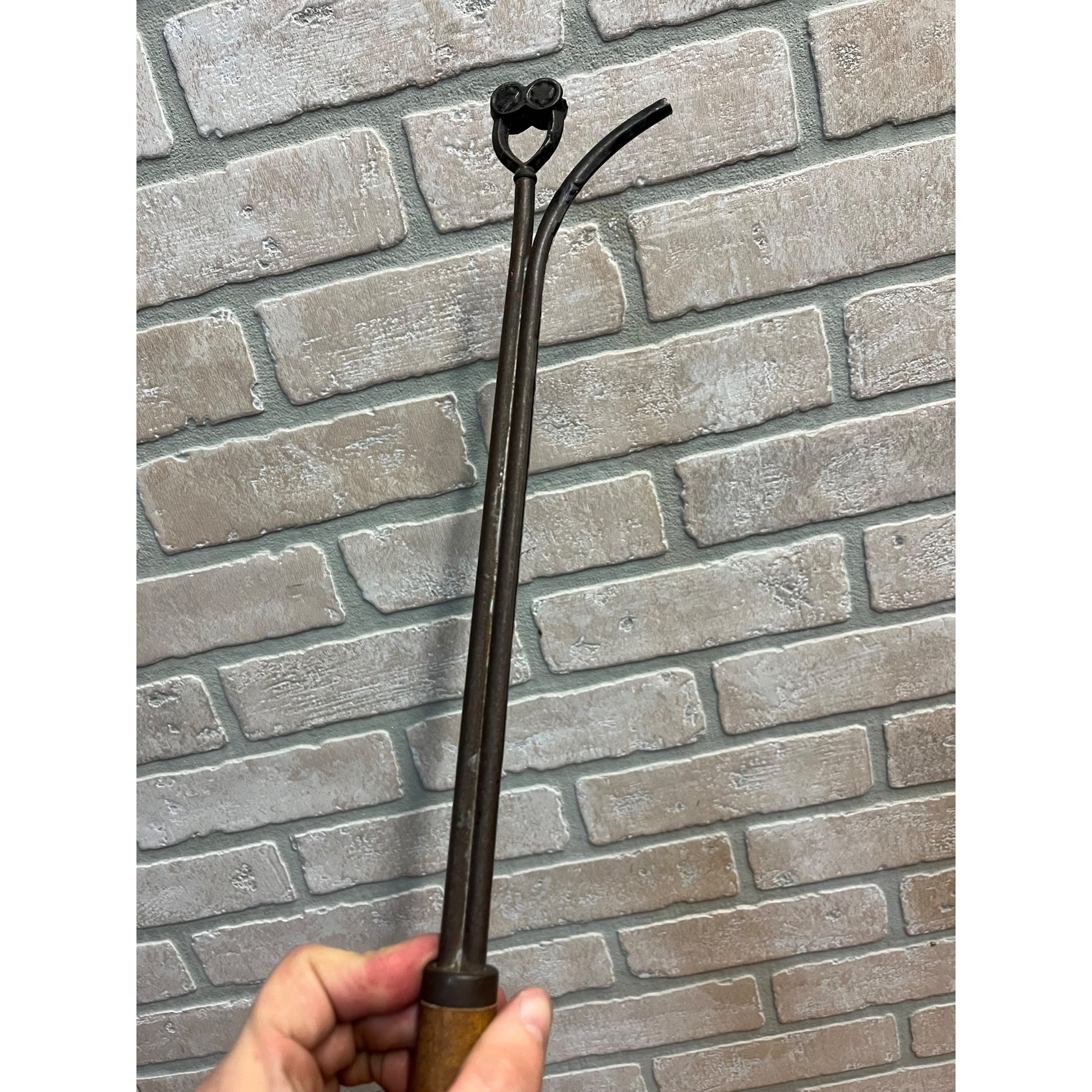 Antique Victorian Chandelier Gas Lamp Lighter Wood Handle 21" Stamped w/ Stars