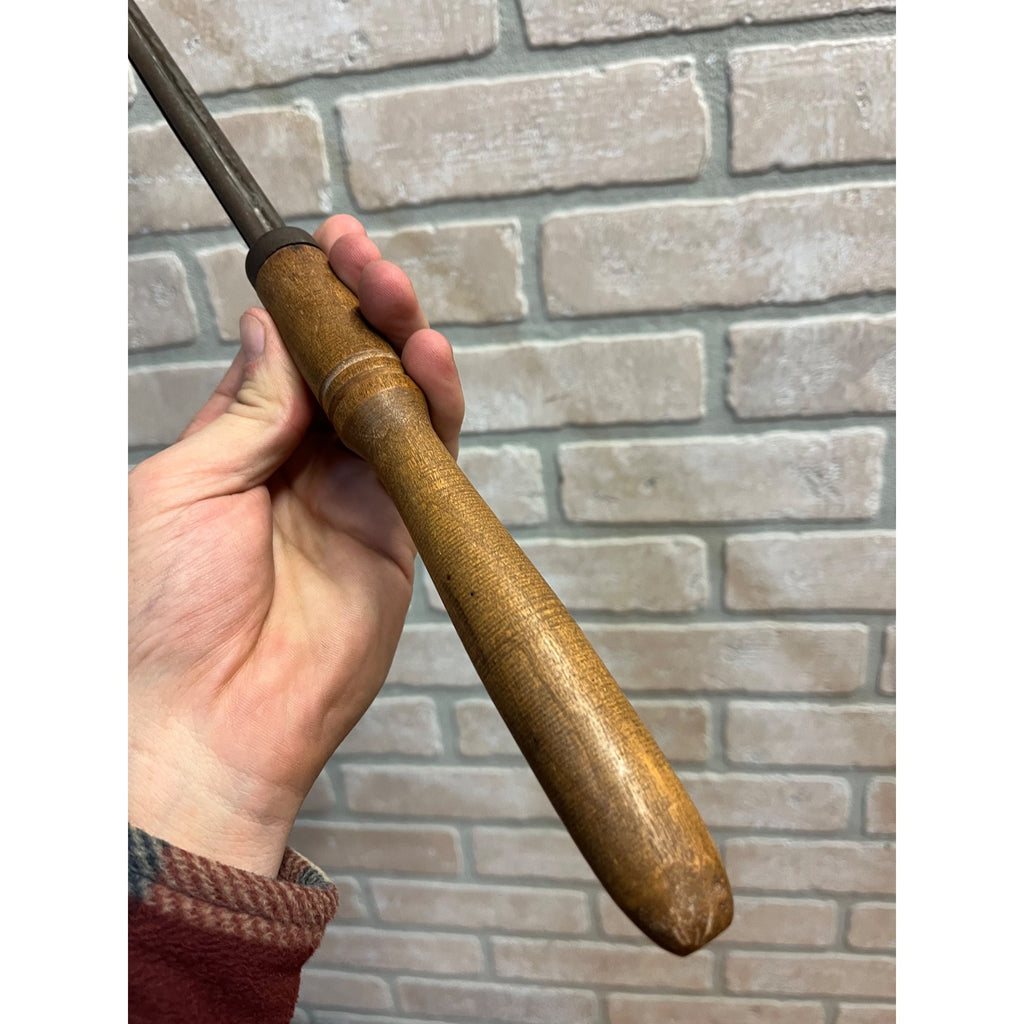 Antique Victorian Chandelier Gas Lamp Lighter Wood Handle 21" Stamped w/ Stars