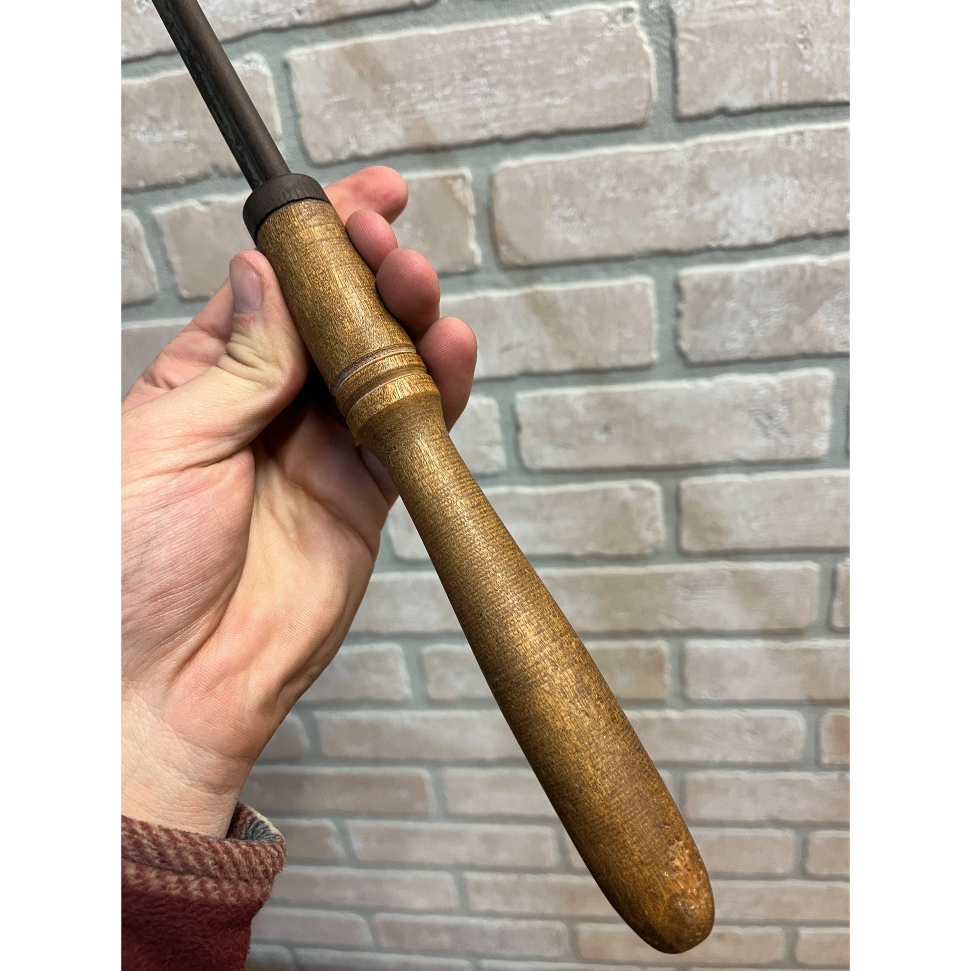 Antique Victorian Chandelier Gas Lamp Lighter Wood Handle 21" Stamped w/ Stars