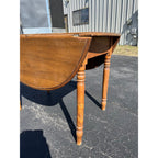 Antique Primitive 19th c. Farmhouse Round Drop-Leaf Kitchen Table