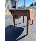 Antique Primitive 19th c. Farmhouse Round Drop-Leaf Kitchen Table