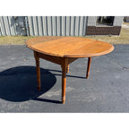 Antique Primitive 19th c. Farmhouse Round Drop-Leaf Kitchen Table