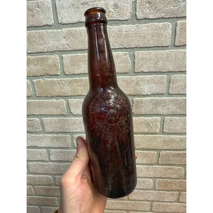 Pre-Pro Leisen & Henes Beer Bottle 12oz Amber Brown Embossed Menominee MI