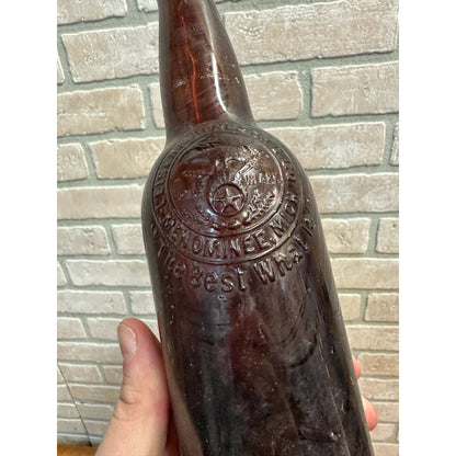 Pre-Pro Leisen & Henes Beer Bottle 12oz Amber Brown Embossed Menominee MI