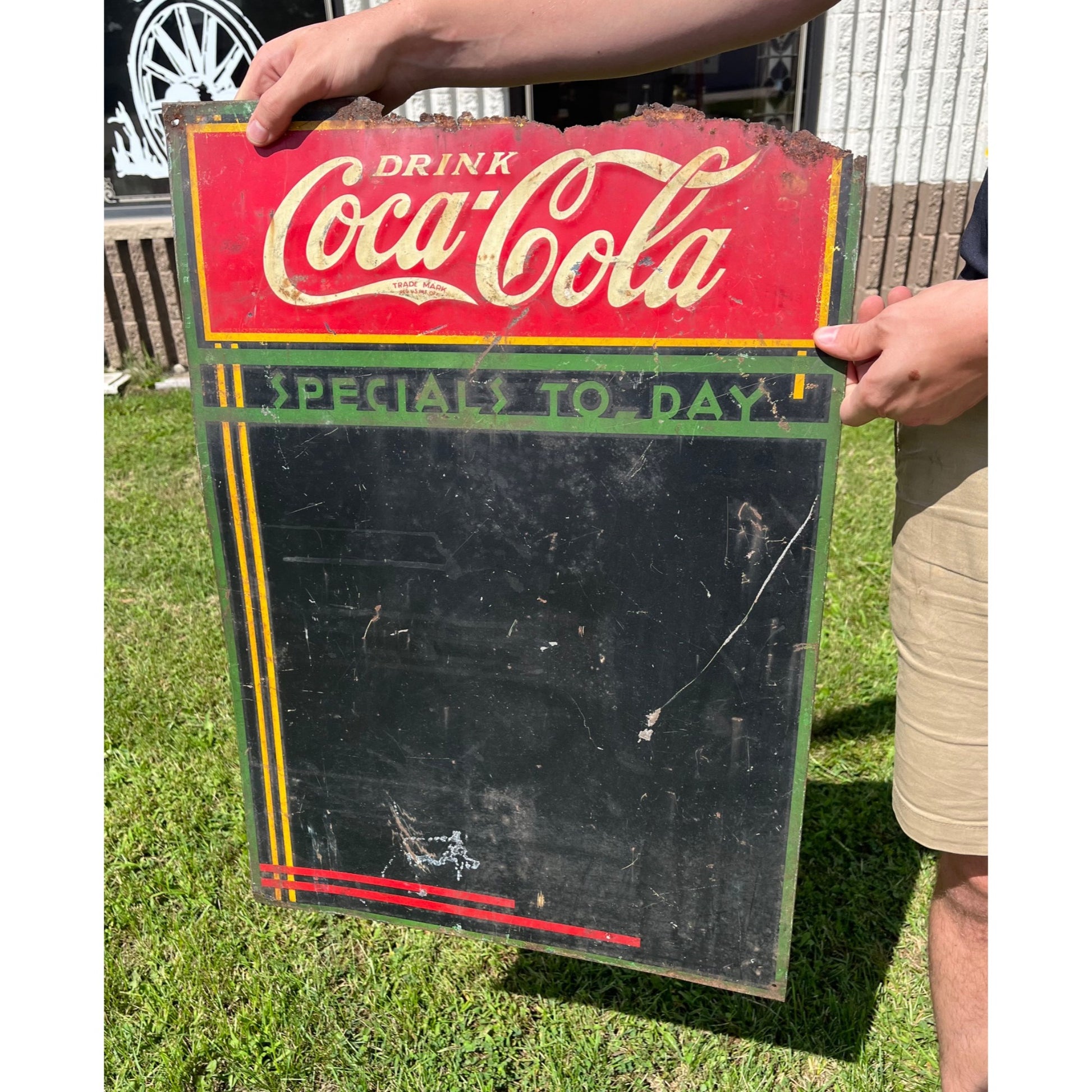 Vintage 1938 Coca Cola Tin Embossed Sign Menu Board Art Deco